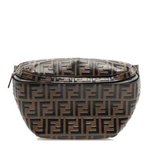 FENDI Vitello Century Bi-Color FF 1974 Embossed Belt Bag Maya Black Bum 🤎